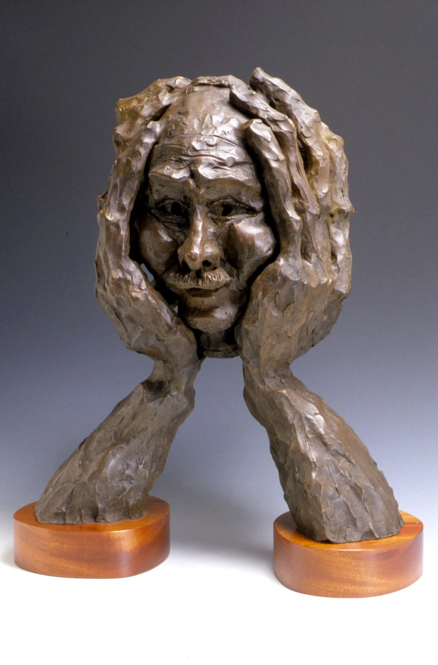 Self Portrait, bronze, by Fred Mandell